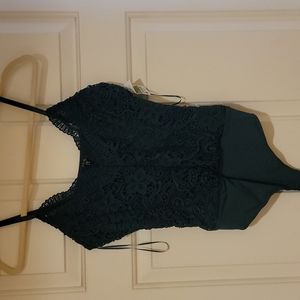 Green bodysuit with lace